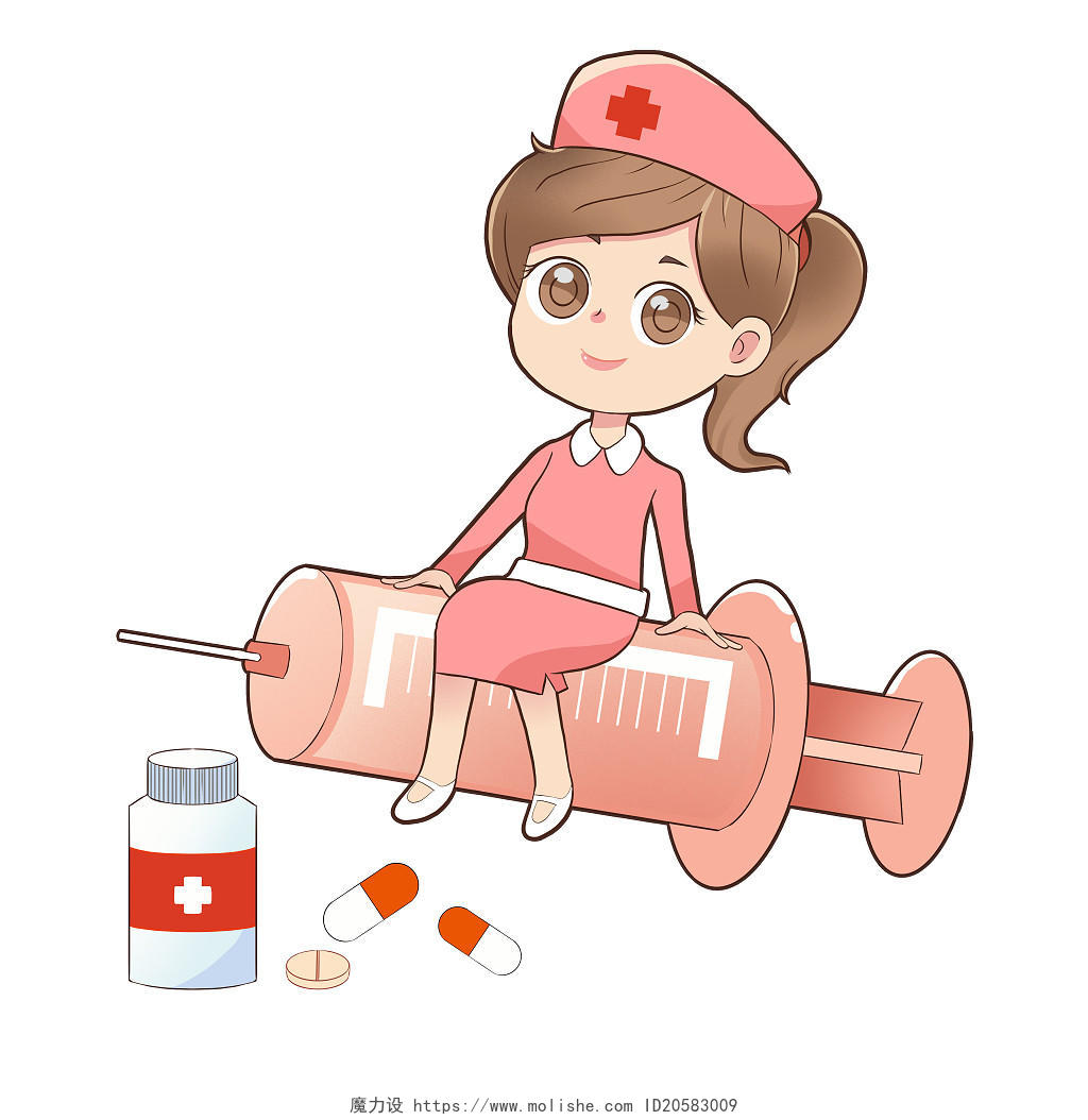 卡通医疗疫苗护士主题插画元素全国儿童预防接种日